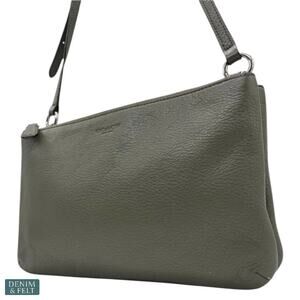 Coach Olive Green Pebbled Leather Crossbody Shoulder Bag Purse